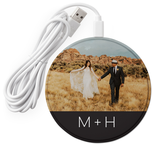 Together Initials Wireless Phone Charger, Gray
