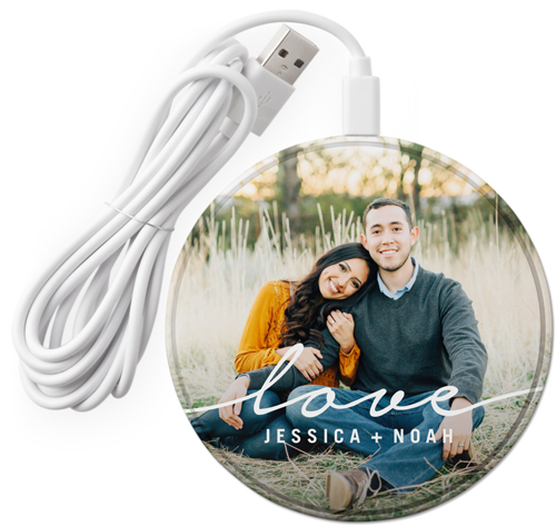 Love Script Wireless Phone Charger, White