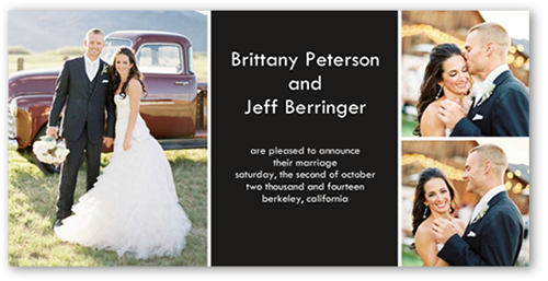 Divine Wedding Announcement, Black, Signature Smooth Cardstock, Square