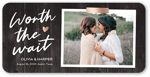Grove Fun Wedding Announcement, Grey, 4x8 Flat, Signature Smooth Cardstock, Rounded