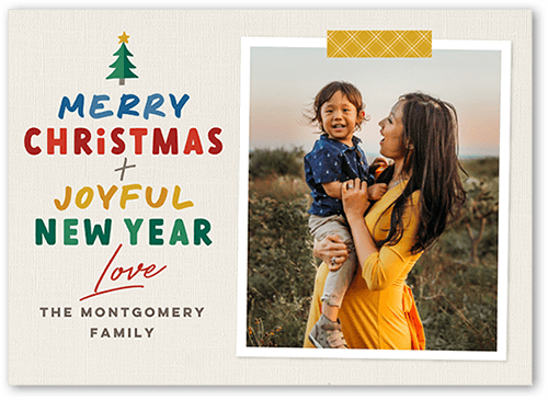 Joyfully Jolly Christmas Card, Beige, 5x7, Christmas, Standard Smooth Cardstock, Square