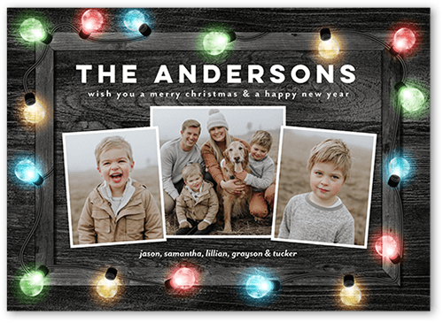Little Lights Holiday Card, Grey, 5x7 Flat, Write Your Own, Standard Smooth Cardstock, Square