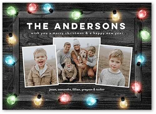 Little Lights Holiday Card, Grey, 5x7 Flat, Christmas, Luxe Double-Thick Cardstock, Square