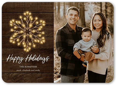 Fancy Flake Holiday Card, Brown, 5x7 Flat, Holiday, Signature Smooth Cardstock, Rounded