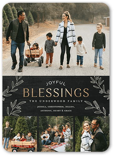 Traditional Timber Holiday Card, Black, 5x7 Flat, Religious, Signature Smooth Cardstock, Rounded