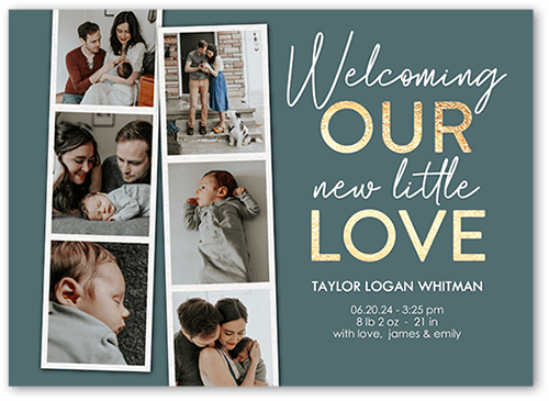 Little Snapshots Birth Announcement, Grey, 5x7 Flat, Standard Smooth Cardstock, Square, Hemlock