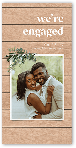 Now Engaged Save The Date, Brown, 4x8 Flat, Signature Smooth Cardstock, Square, Brown
