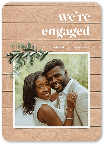 Now Engaged Save The Date, Brown, 5x7 Flat, 100% Recycled Cardstock , Rounded