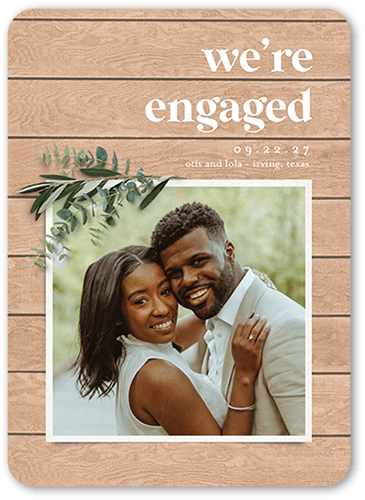 Now Engaged Save The Date, Brown, 5x7 Flat, Signature Smooth Cardstock, Rounded