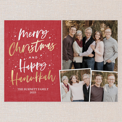 Glad Merry Hanukkah Card, Red, 5x7 Flat, Hanukkah, Signature Smooth Cardstock, Square, Radish