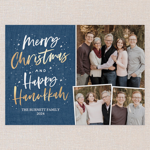 Glad Merry Hanukkah Card, Blue, 5x7 Flat, Hanukkah, Luxe Double-Thick Cardstock, Square