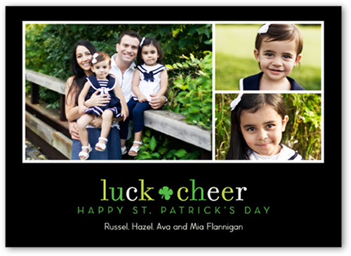 Simply Lucky St. Patrick's Day Card, Black, Pearl Shimmer Cardstock, Square
