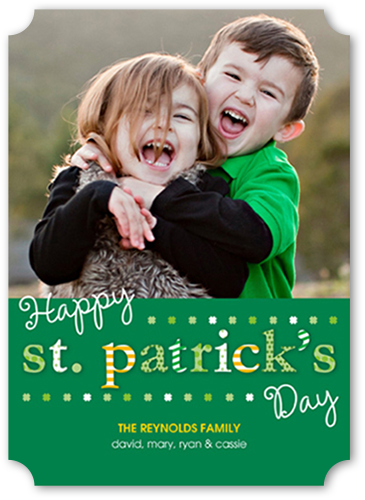 Fun Filled Type St. Patrick's Day Card, Green, White, Signature Smooth Cardstock, Ticket