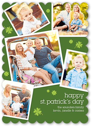 Frames And Clovers St. Patrick's Day Card, Green, Pearl Shimmer Cardstock, Scallop