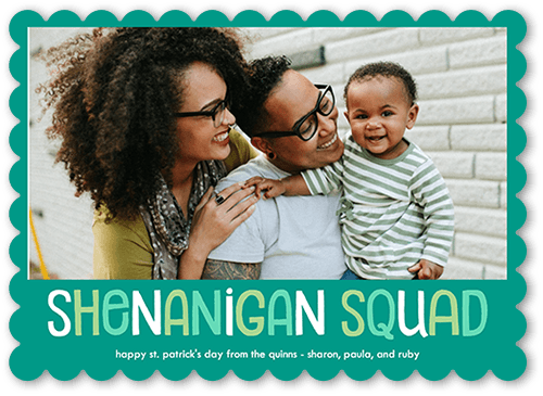 Fun Squad St. Patrick's Day Card, Blue, 5x7 Flat, Signature Smooth Cardstock, Scallop