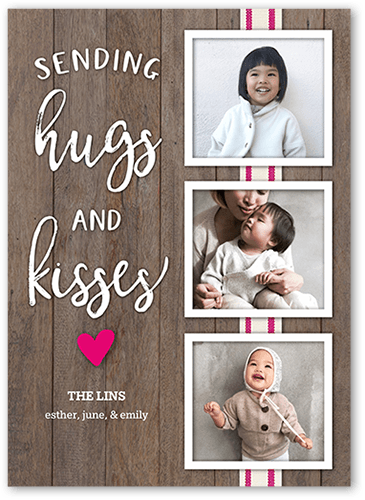 Sending Hugs and Kisses Valentine's Day Card, Beige, 5x7 Flat, Standard Smooth Cardstock, Square