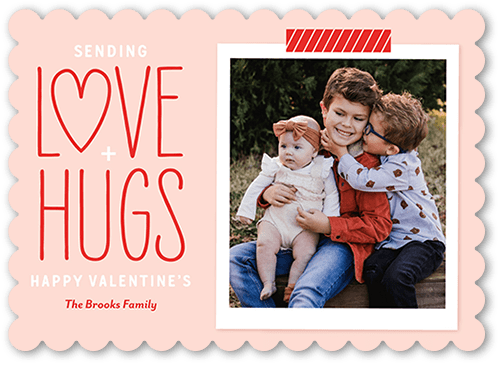 Love Hugs Valentine's Card, Orange, 5x7, Signature Smooth Cardstock, Scallop