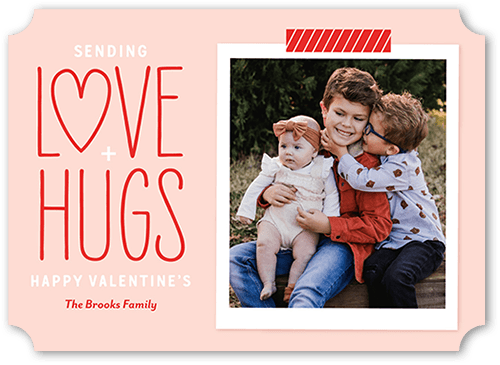 Love Hugs Valentine's Card, Orange, 5x7, Pearl Shimmer Cardstock, Ticket