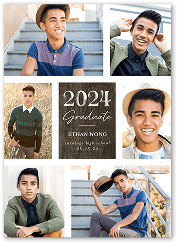 Sophisticated Showcase Graduation Announcement, Brown, 5x7 Flat, Pearl Shimmer Cardstock, Square