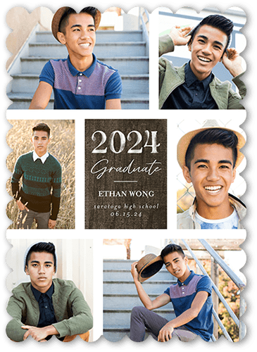 Sophisticated Showcase Graduation Announcement, Brown, 5x7, Signature Smooth Cardstock, Scallop