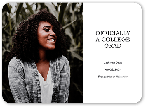 Official Alumni Graduation Announcement, White, 5x7 Flat, Signature Smooth Cardstock, Rounded