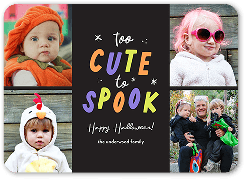 Cute Spook Halloween Card, Grey, 5x7 Flat, Signature Smooth Cardstock, Rounded