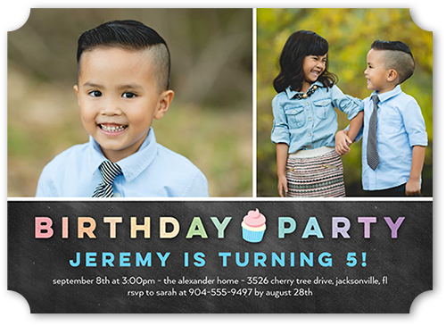 Cupcake Party Birthday Invitation, Grey, Pearl Shimmer Cardstock, Ticket