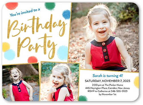 Rainbow Bokeh Birthday Invitation, White, 5x7 Flat, Standard Smooth Cardstock, Rounded