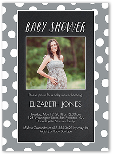 Chalkboard Dots Baby Shower Invitation, Grey, Signature Smooth Cardstock, Square, Charcoal