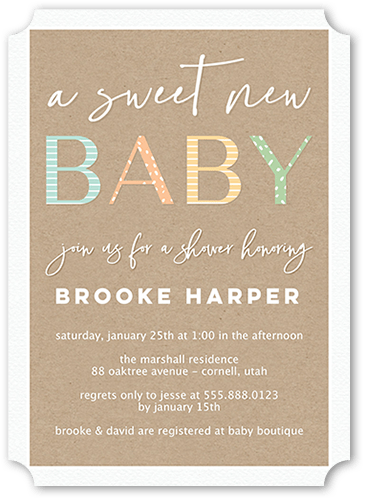 Classic Shower Boy Baby Shower Invitation, White, 5x7 Flat, Signature Smooth Cardstock, Ticket