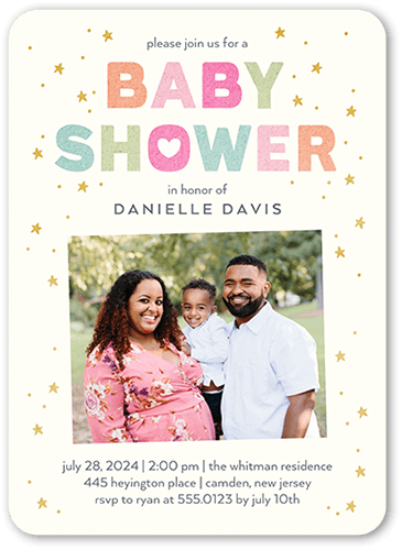 Pastel Shower Baby Shower Invitation, Beige, 5x7 Flat, Signature Smooth Cardstock, Rounded