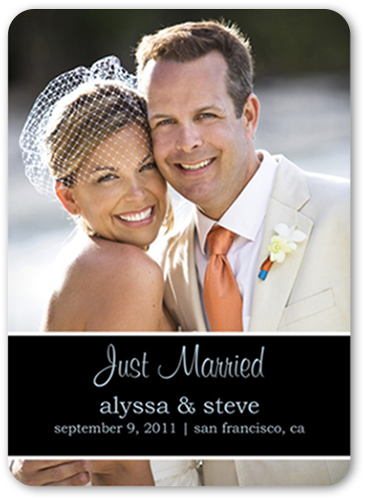 Classic Wedding Band Wedding Announcement, Black, 100% Recycled Cardstock , Rounded