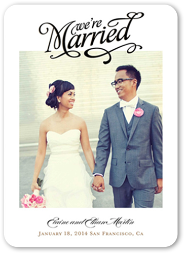 Our Big News Wedding Announcement, White, Signature Smooth Cardstock, Rounded