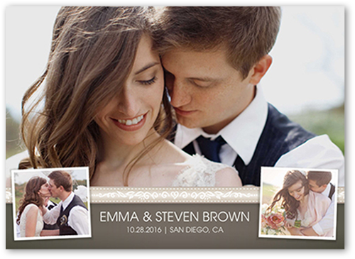Elegant Exchange Wedding Announcement, Brown, Pearl Shimmer Cardstock, Square