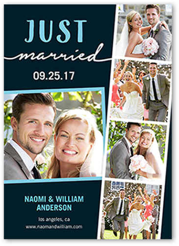 Just Married Filmstrip Wedding Announcement, Grey, Standard Smooth Cardstock, Square