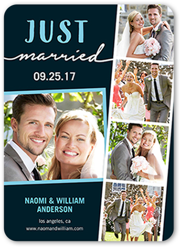 Just Married Filmstrip Wedding Announcement, Grey, Signature Smooth Cardstock, Rounded