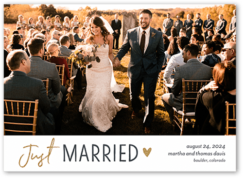 Heartily Married Wedding Announcement, White, 5x7 Flat, Standard Smooth Cardstock, Square