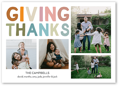 Giving of Thanks Fall Photo Card, White, 5x7 Flat, Pearl Shimmer Cardstock, Square