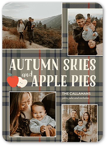 Autumn Skies Fall Greeting, Blue, 5x7 Flat, 100% Recycled Cardstock , Rounded, Navy