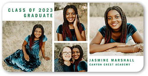 Modern Student Graduation Announcement, White, 4x8, Pearl Shimmer Cardst