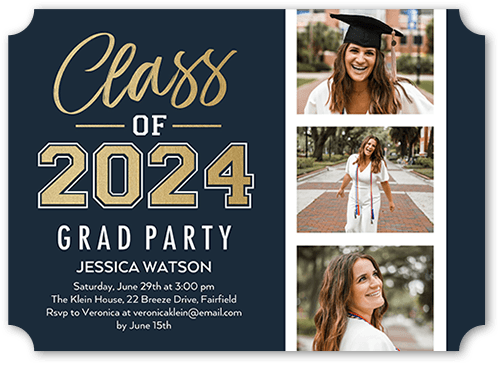 Collegiate Characters Graduation Invitation, Black, 5x7, Signature Smooth Cardstock, Ticket