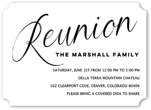 Simple Reunion Party Invitation, White, 5x7, Pearl Shimmer Cardstock, Ticket