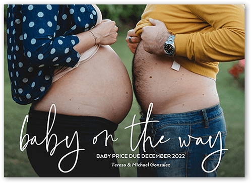 On The Way Here Pregnancy Announcement, White, 5x7 Flat, Luxe Double-Thick Cardstock, Square, White