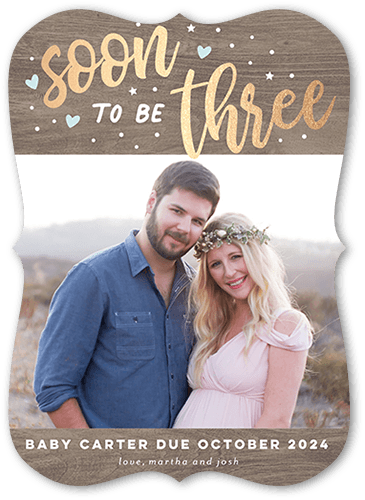 Soon To Be More Pregnancy Announcement, Brown, 5x7, Pearl Shimmer Cardstock, Bracket