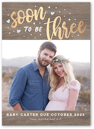 Soon To Be More Pregnancy Announcement, Brown, 5x7 Flat, Signature Smooth Cardstock, Square