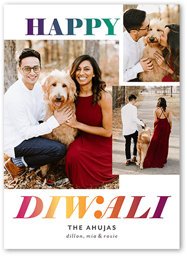 Illumined Sentiment Diwali Card, Purple, 5x7 Flat, Pearl Shimmer Cardstock, Square, Purple