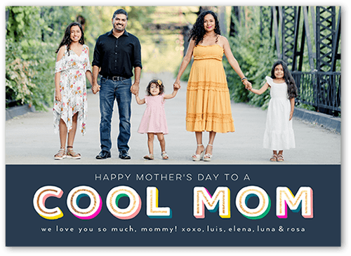 Cool Mom Mother's Day Card, Black, 5x7 Flat, 100% Recycled Cardstock , Square