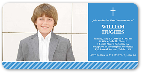 Classic Communion Boy Communion Invitation, Blue, Standard Smooth Cardstock, Rounded, Blue