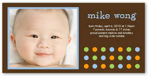 Tempo Dots Chocolate Birth Announcement, Brown, Signature Smooth Cardstock, Square, brown