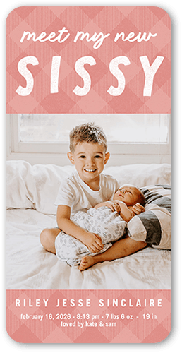 Meet My New Birth Announcement, Pink, 4x8 Flat, Signature Smooth Cardstock, Rounded, Taffy